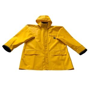 Vintage Carhartt Men’s Yellow PVC Rain Coat Size Medium Hooded Jacket C64YLW